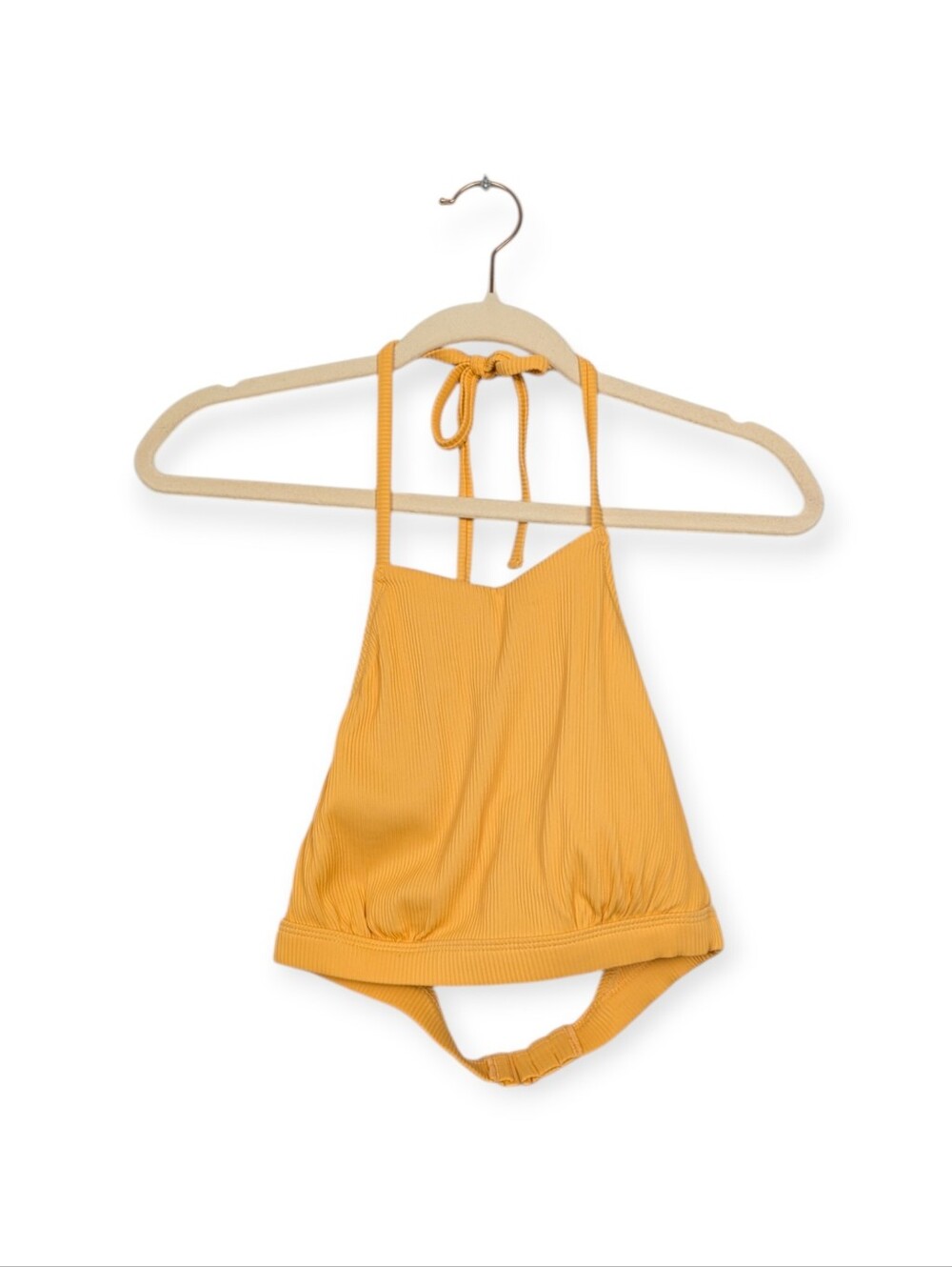 Old Navy Ribbed Bikini Top M Golden Yarrow High Neck Halter Swimwear NWT